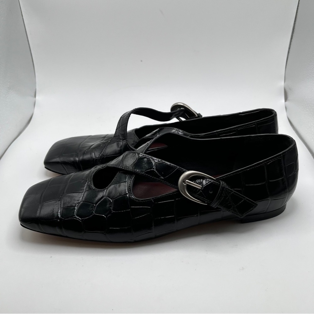Vince Cici Croc-Embossed Leather Ballet Flats black size 7.5M - Picture 5 of 11